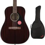 [Fender] CD-60S Mahogany 6-String Acoustic Guitar Bundle with Gig Bag - All-Mahogany Build, Walnut Fingerboard, Padded Case Included - Natural Finish