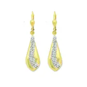 9kt Yellow Gold Silver Infused Crystal Wave Earrings