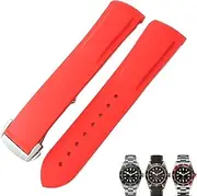 [Generic] 20mm 22mm Rubber Folding Buckle Watch Strap Black Blue Red Watch Bands for Tudor Black Bay for Men produced in china
