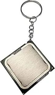 The Ultimate Geek Accessory - Recycled CPU Processor Keychain Made from Reclaimed Computer Parts, Silver and Green