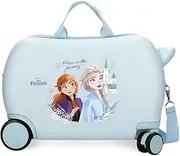 [Disney] Joumma Bags, Frozen Believe in The Journey, Cabin Suitcase, Children's Suitcase, Made of ABS, Four Double Wheels with Multi-Directional Swivel, Side Combination Lock., Blue, Children's