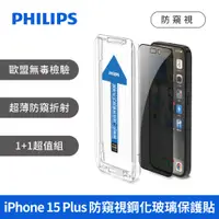 在飛比找PChome24h購物優惠-PHILIPS 飛利浦 iPhone 15 Plus 防窺視