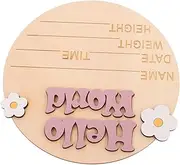 INOOMP Announcement Sign Rustic Name Sign for Newborns Milestone Photo Prop with Flower Decor for Nursery Decor and Gifting