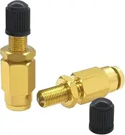 YSIL 2PCS 1/4" Air Inflation Schrader Valve Adapter Push to Connect Fitting Brass for 1/4" OD Airbag Spring Suspension Hose and Air Line Tubing for Semi Truck Trailer Tractor