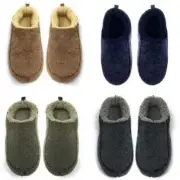 Oooh Yeah Men's Soft Cozy Sherpa Non-Slip Solid Slippers Built In Foam