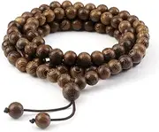 [HIFFEY] 8mm/10mm 108 Wooden Beads Necklace Bracelets Buddhist Prayer Yoga Handmade Gifts for Women Men Elastic Handmade Fashion