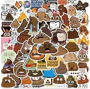60pcs PooPoo Stickers Cartoon Emoji Vinly Decal Suitcases Skateboard Cars Luggage Helmets ipads Boats Surfboards for Kids Teens