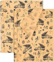 50 Sheets Christmas Tissue Paper, 50 * 35cmBrown Black Tissue Paper for Wrapping Gifts,Brown Wrapping Paper for Christmas DIY Gift Decorations