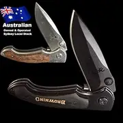 337 Large Outdoor Camping Tactical Hunting Folding Pocket Knife silver (Brown)