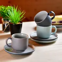 在飛比找PChome24h購物優惠-【YU Living】莫蘭迪色系陶瓷咖啡杯盤二套組 咖啡杯碟