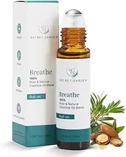 Breathe Essential Oil Roll On (10ml) – Peppermint Essential Oil Blends for Aromatherapy, Massage, Skincare, Breath – Aromatherapy Oils Roller Bottles – Premium Roll On Essential Oils by Secret Garden