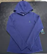 NWT WOMEN'S IBKUL POPCORN STITCH HOODIE, SIZE: XS, COLOR: NAVY (J561)