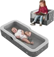 Derson Toddler Travel Bed,2-in-1 Toddler Bed Sofa for Kids Portable & Lightweight with Carry Bag (Star Grey)
