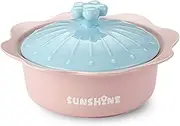 Soup Bowls with Handles Noodle Ramen Curry Bowl,Large Ceramic Ramen Bowl,Soup Bowl with Lid,Udon Noodle Bowl Microwave Safe,Pho Bowls-red-21.5x17.5x13cm,850ml(Color:Pink)