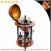 Globe Bar Wine Stand Eucalyptus Wood Home Bottle Holder Rack Display 102x47x47cm
