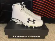 Under Armour Men’s High-top Football Cleats Spine Hammer MC W White Size 12.5