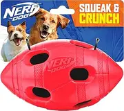 Nerf Dog TPR Crunch Football Dog Toy, Medium, Red