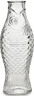 Glass Water Pitcher | Fish & Fish Glassware by Paola Navone | Wine Carafe Decanter 28.74 fl oz | Clear Bottle Container for hot and Cold Drinks | Beverage Dispenser for Fridge | Suitable as Vase