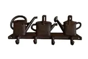Mr Gecko Cast Iron Hand Made Wall 4 Hook Hanger Watering Can Design Antique Rust