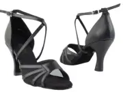 Latin Salsa Very Fine Ballroom Competitive Dance Shoes 1601 Black Leather