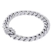 10K White Gold 9mm Mens Miami Cuban Link Italian Chain Bracelet Box Clasp 8.5"