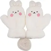 [PURFANREE] Little Boys Girls Bear Winter Warm Plush Mittens with String Kids Baby Soft Thick Fleece Lined Gloves