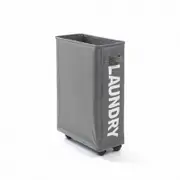 Folding Dirty Clothes Baskets With Wheels Organizer Home Storage Laundry Hamper Lightgray