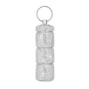 Keychain Pill Holder Travel Small Pill Box Portable Purse Pill Case Bling Pil...