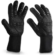 1Pair Heat-resistant High Temperature Fire Resistance Cooking Baking Barbecue Grill Gloves Black ==