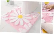 Toilet Rugs U Shaped, Pink Toilet Mat Cute Daisy Contour Bath Rug 20"x20",