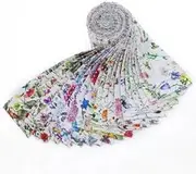 [CraftsFabrics] 2.5'' x 44'' 20pcs Pre-Cut Floral Series Jelly Rolls Strips Fabric 100% Cotton Ideal for Quilting, Scrapbooking, Sewing, Crafts, Patchwork (Bloom and Flutter)