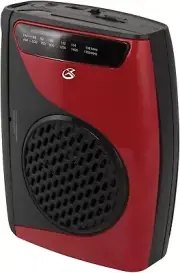 GPX CAS337 Portable Cassette Player with AM FM Radio Voice Record Red Black