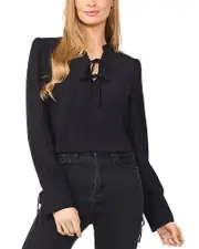 CeCe Tie Neck Long Sleeve Blouse