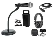 Rockville PC Podcasting Podcast Microphone+Weighted Gooseneck Stand+Headphones