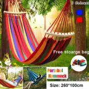 Double Hanging Hammock Outdoor Garden Travel Beach Swinging Bed Camping 200KG AU