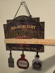 Halloween Sign Wall Door Black Cat Cauldron Supply