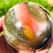 683g Natural Colourful Ocean Jasper Sphere Quartz Crystal Polished Ball Specimen