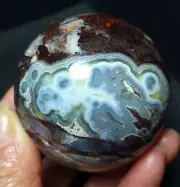 TOP 285G Natural Polished Mexico Banded Agate Crystal Sphere Ball Healing WD759