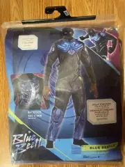 Adult DC Blue Beetle Armor Muscle Suit Mask Mens Lights Up Halloween Costume