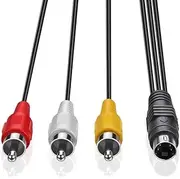 Electop 4 Pin S-Video to 3 Male RCA Composite Video Cable 1.45M(4.75FT)