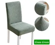 Elastic Dining Chair Cover Thick Jacquard Spandex Chair Cover for Dining Room Anti-Slip Kitchen Chair Cover-Grass Green