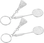 [INOOMP] 2pcs Metal Keychain Backpack Decoration Hanging Badminton Key Ring Badminton Keychains Decorative Badminton Key Rings Pendants Bag Hanging Key Chain Car Key Chain Hanging Decors