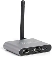 LAPOOH X6W Plus 4K Wireless Display Receiver 2.4GHz& Dual-Frequency Wireless Dongle with External Antenna HD VGA Audio Ports Grey