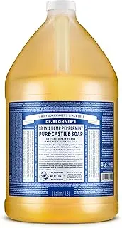 Dr. Bronner's - Pure Castile Liquid Soap - Organic Oils - 18-in-1 Multi-functional Soap For Humans, Homes & Pets - Peppermint Scent - 3.8 L