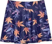 [FRODOTGV] Deep Blue Yellow Leafs Girls Athletic Skorts with Built-in Shorts Golf Skirts for Little Girl Sports Skirts for Kids