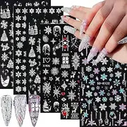 6 Sheets Christmas Snowflake Nail Stickers 5D Embossing Design Nail Art Decals Exquisite Christmas Tree Elk Heart Etc Christmas Nail Art Supplies Winter Nail Sticker for Women Holiday DIY Decorations
