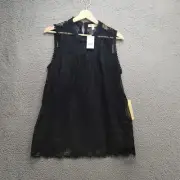 Paper+Tee Shirt Girls Juniors L All Over Lace Swing Peasant Tank Black