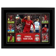 VIRGIL VAN DIJK SIGNED FRAMED SOCCER MEMORABILIA LIVERPOOL SALAH RONALDO MESSI
