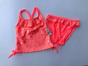 Real Love Coral 2-Piece Girls Size 4T Swimsuit W/Metallic Gold Pineapple Design