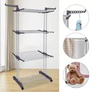 3 Tiers Foldable Garment Hanger Clothes Airer Drying Stand Laundry Support Horse
